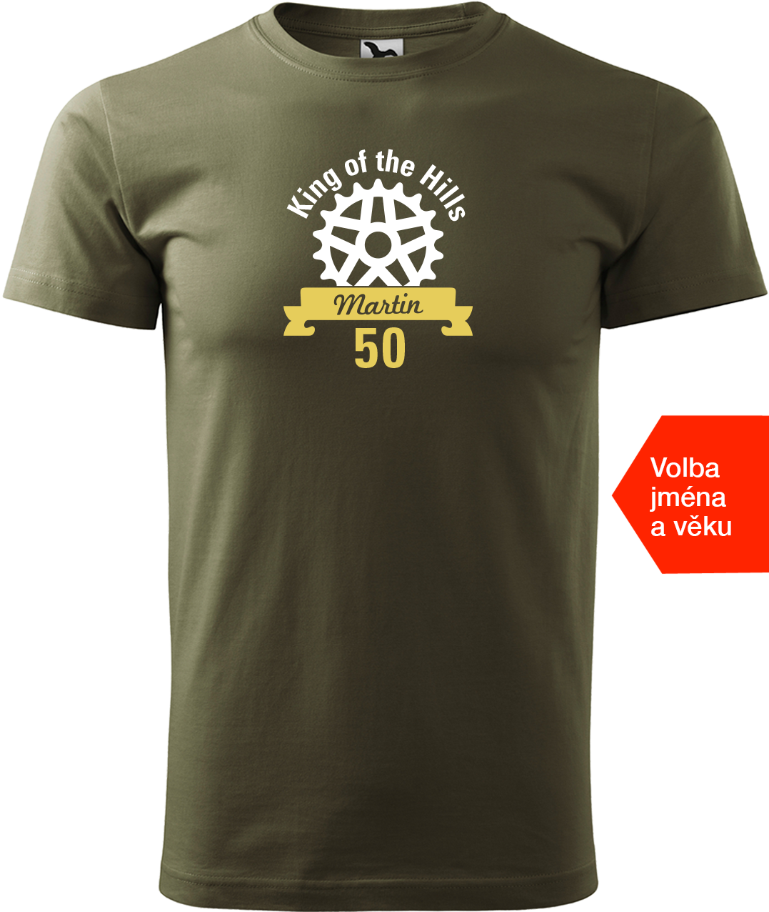 Pánské tričko pro cyklistu se jménem - King of the Hills Velikost: S, Barva: Military (69)