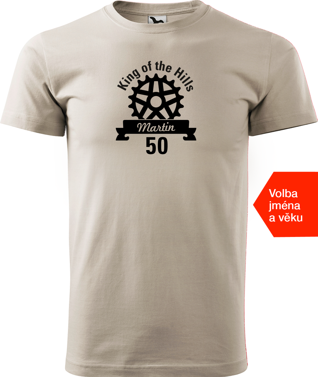 Pánské tričko pro cyklistu se jménem - King of the Hills Velikost: S, Barva: Béžová (51)