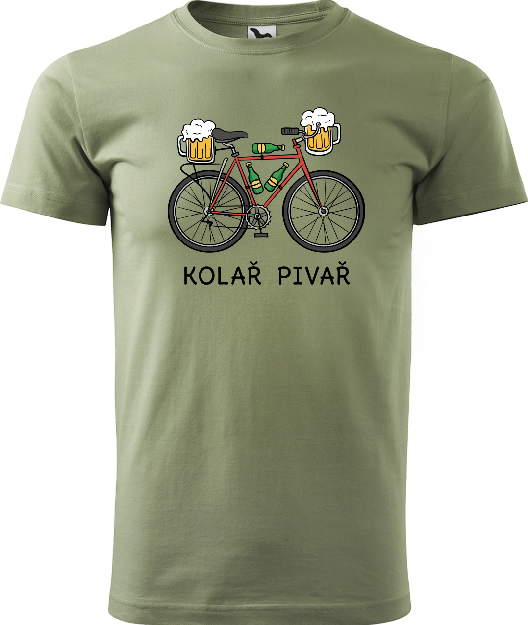 Pánské tričko s kolem - Kolař pivař Velikost: XL, Barva: Světlá khaki (28)