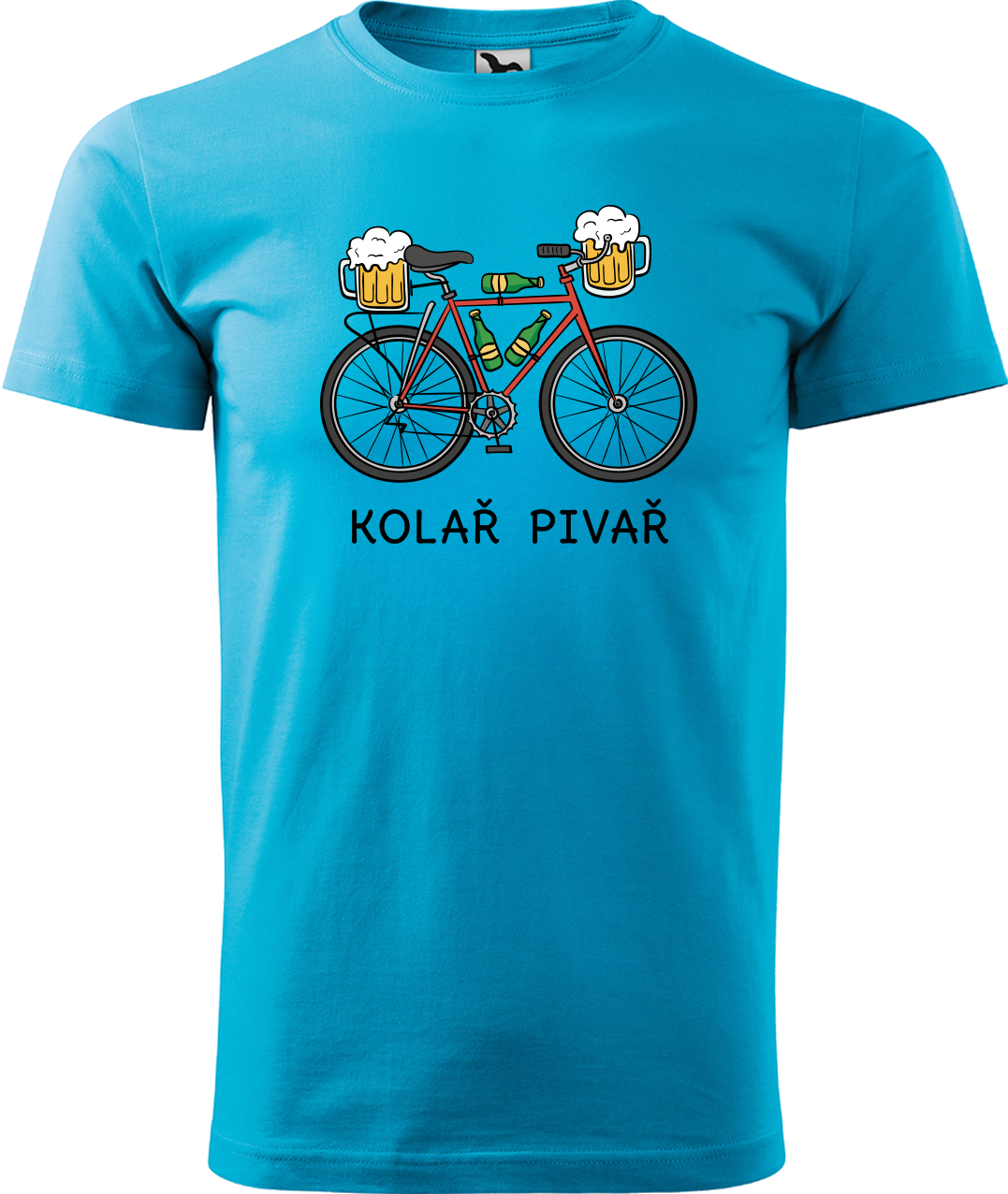 Pánské tričko s kolem - Kolař pivař Velikost: L, Barva: Tyrkysová (44)