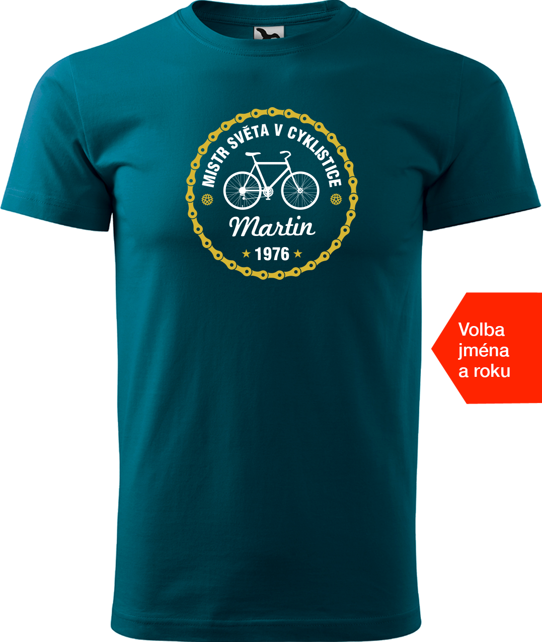 Pánské tričko pro cyklistu s věkem/rokem narození - Mistr světa v cyklistice Velikost: XL, Barva: Petrolejová (93)