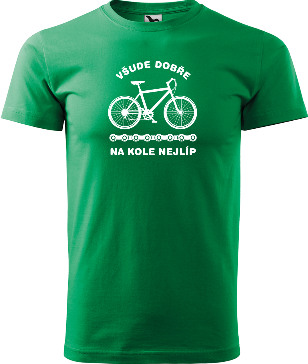 Pánské tričko s kolem - Všude dobře, na kole nejlíp Velikost: 3XL, Barva: Středně zelená (16)