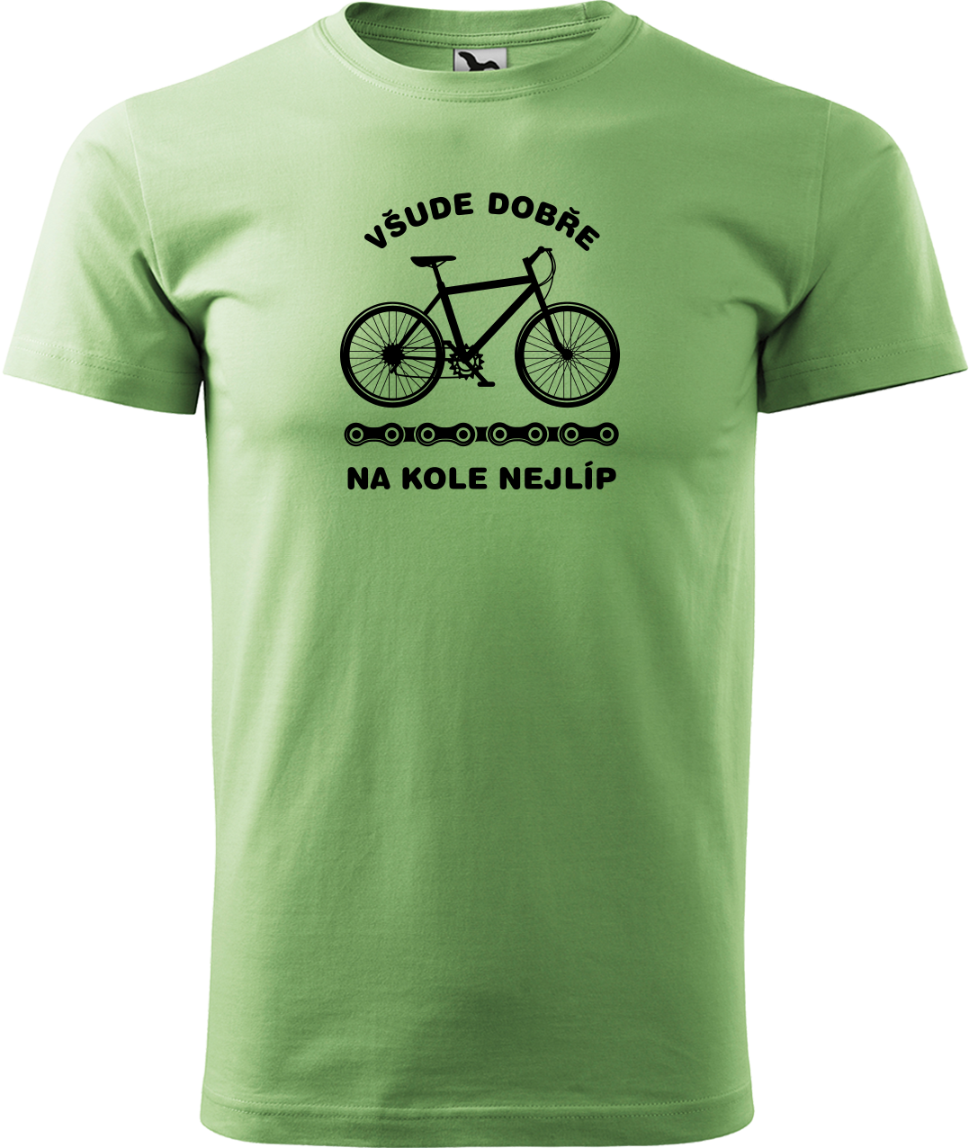Pánské tričko s kolem - Všude dobře, na kole nejlíp Velikost: 3XL, Barva: Trávově zelená (39)