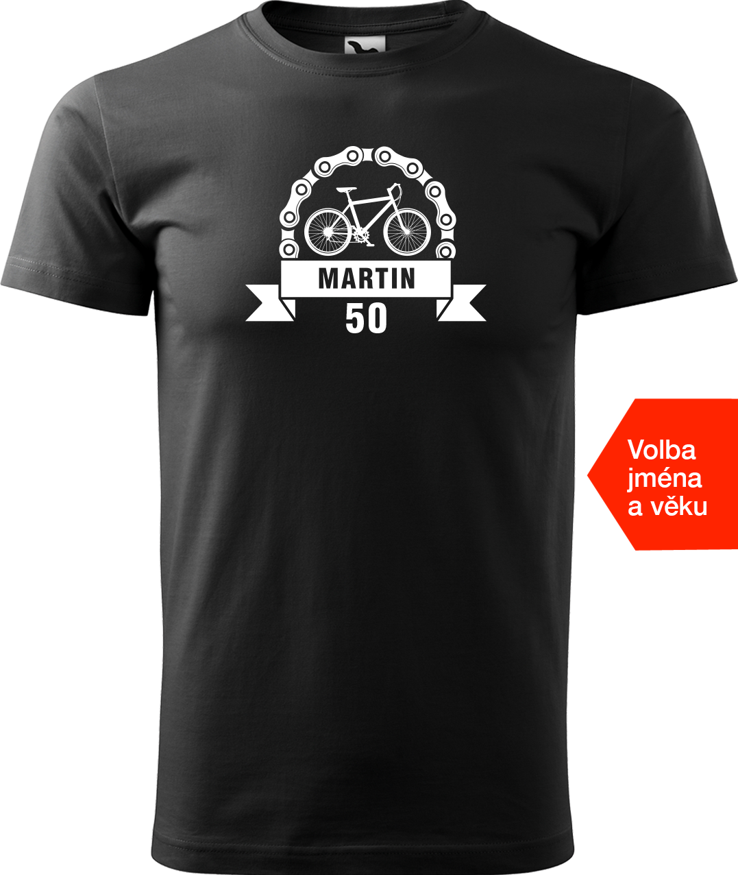 Pánské tričko pro cyklistu se jménem a věkem - Blahopřání Velikost: S, Barva: Černá (01)