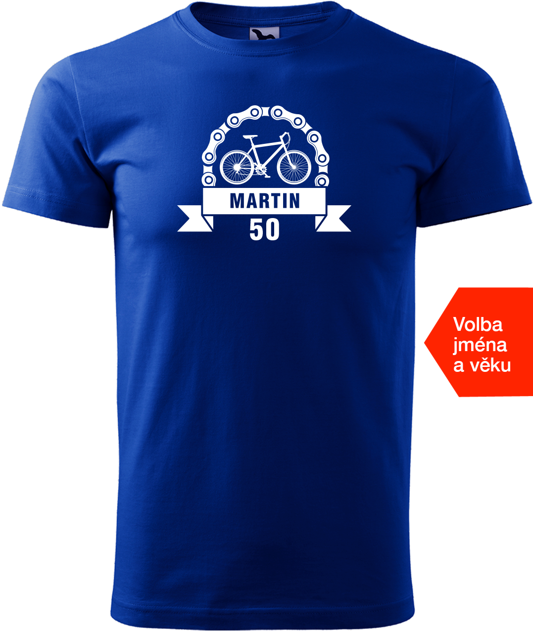 Pánské tričko pro cyklistu se jménem a věkem - Blahopřání Velikost: XL, Barva: Královská modrá (05)
