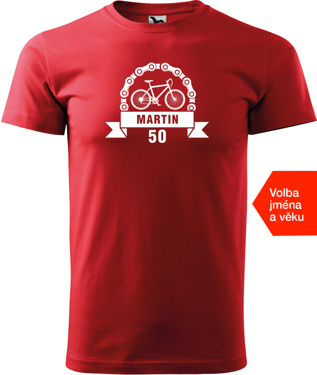 Pánské tričko pro cyklistu se jménem a věkem - Blahopřání Velikost: 3XL, Barva: Červená (07)