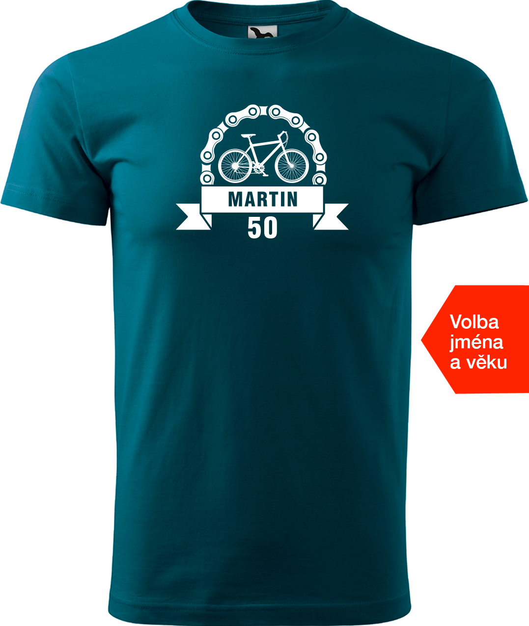 Pánské tričko pro cyklistu se jménem a věkem - Blahopřání Velikost: 4XL, Barva: Petrolejová (93)