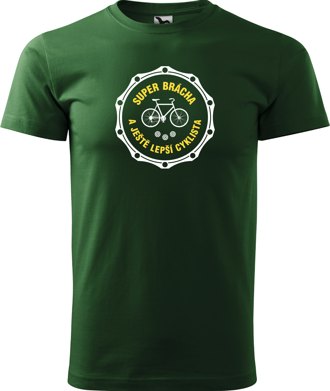 Pánské tričko pro cyklistu - Super brácha a ještě lepší cyklista Velikost: XL, Barva: Lahvově zelená (06)