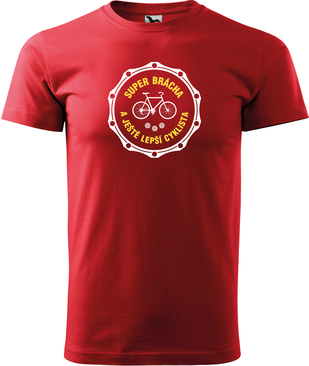 Pánské tričko pro cyklistu - Super brácha a ještě lepší cyklista Velikost: S, Barva: Červená (07)