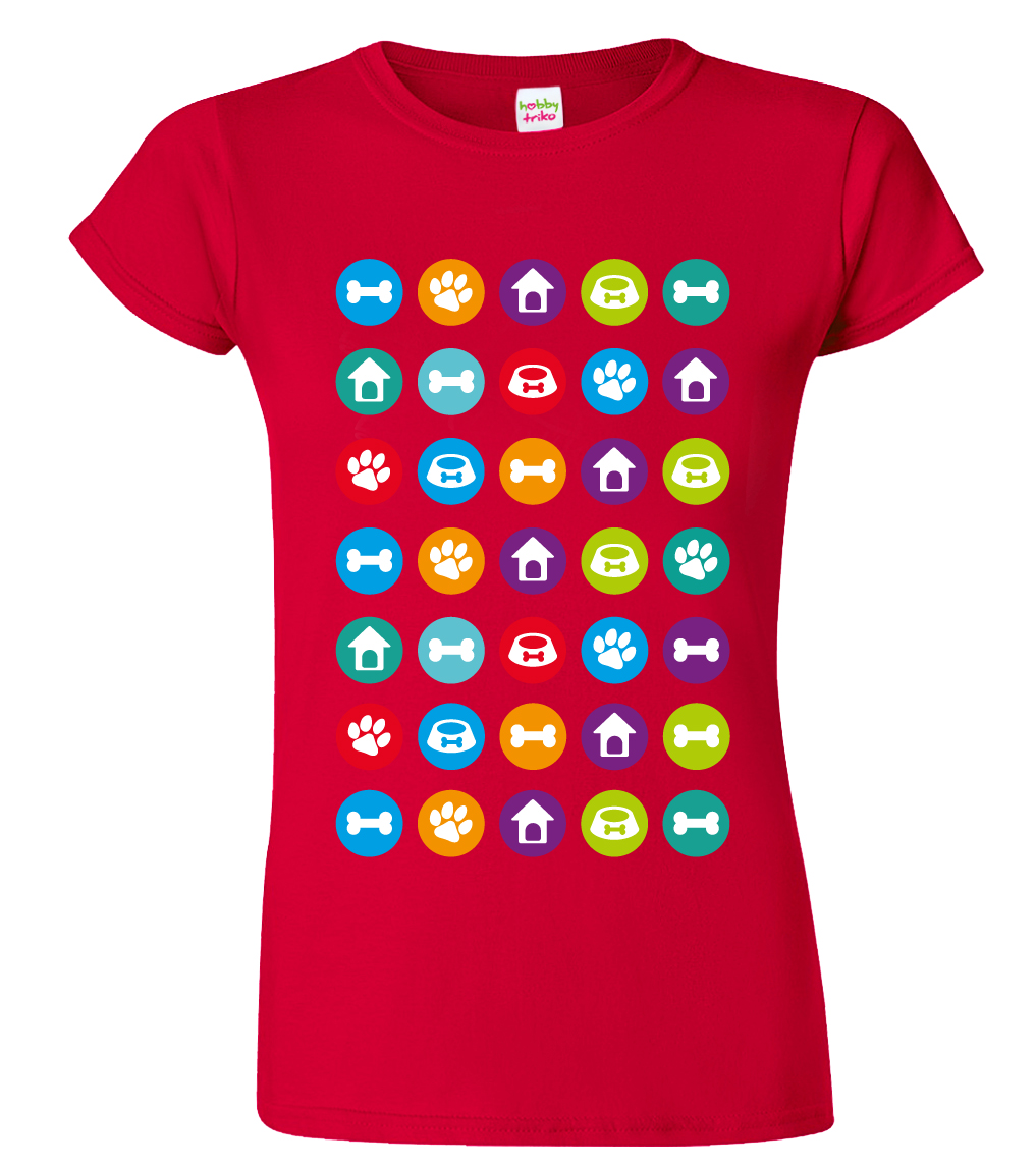 Tričko pro pejskaře - Psí symboly Velikost: M, Barva: Červená (07)