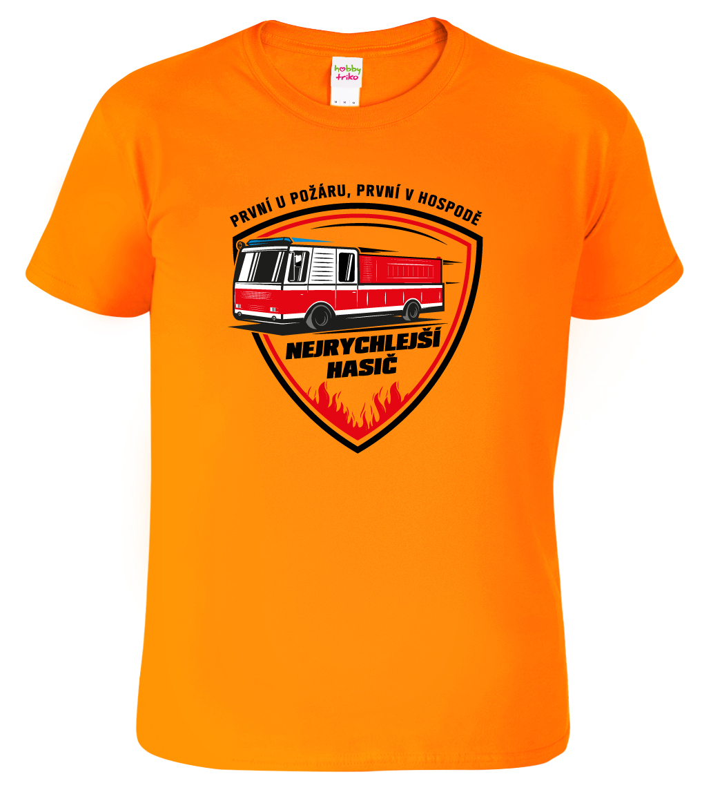 Tričko pro hasiče - Nejrychlejší hasič Velikost: M, Barva: Oranžová (11)