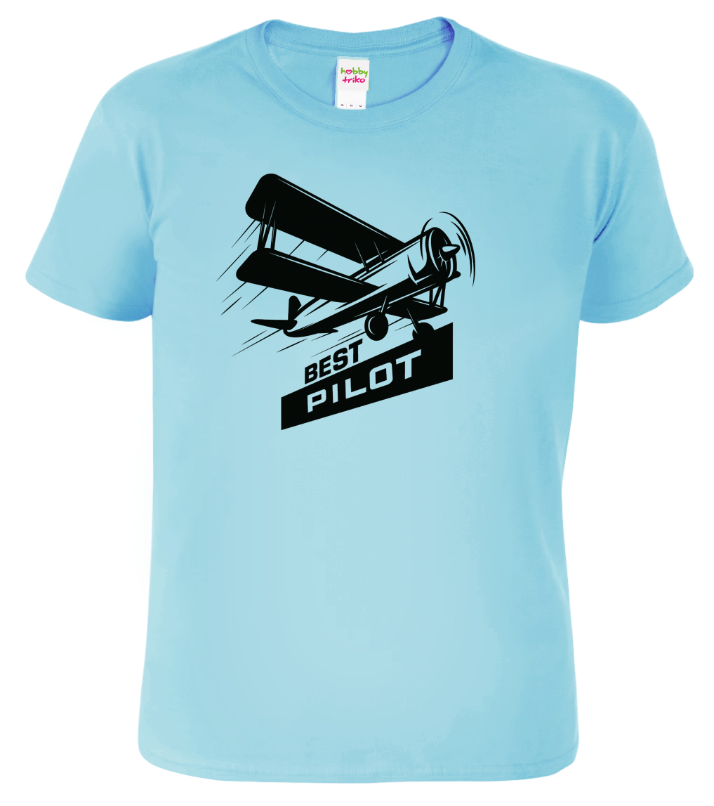 Tričko s letadlem - Best Pilot Velikost: XL, Barva: Nebesky modrá (15)