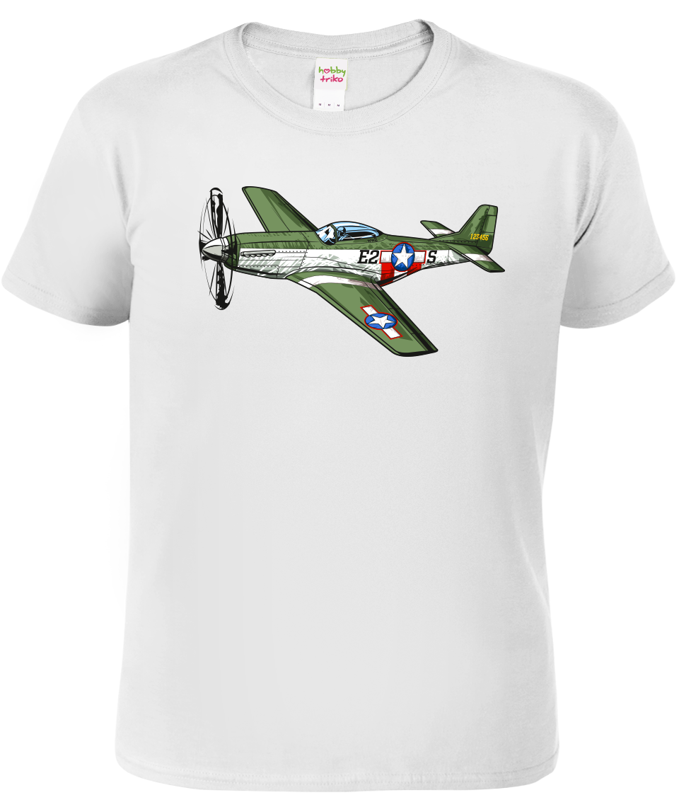 Dětské tričko s letadlem - P-51 Mustang Velikost: 4 roky / 110 cm, Barva: Bílá (00)