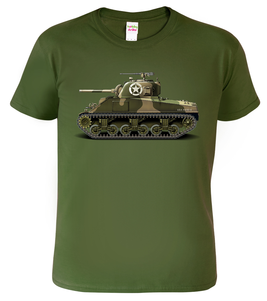 Army tričko s tankem - Sherman Velikost: M, Barva: Military 60