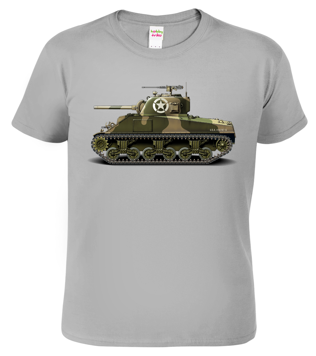Army tričko s tankem - Sherman Velikost: S, Barva: Světle šedý melír (03)