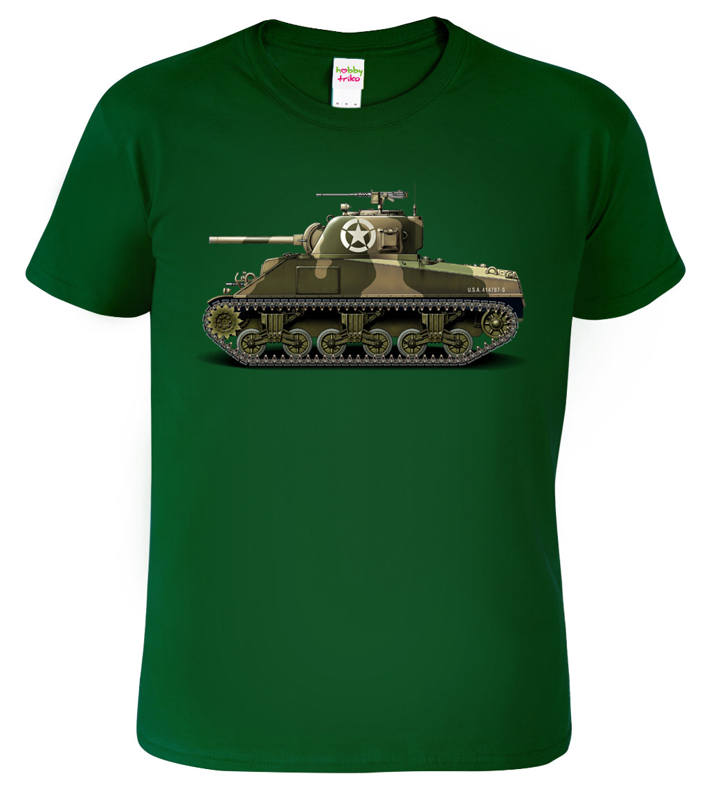 Army tričko s tankem - Sherman Velikost: S, Barva: Lahvově zelená (06)