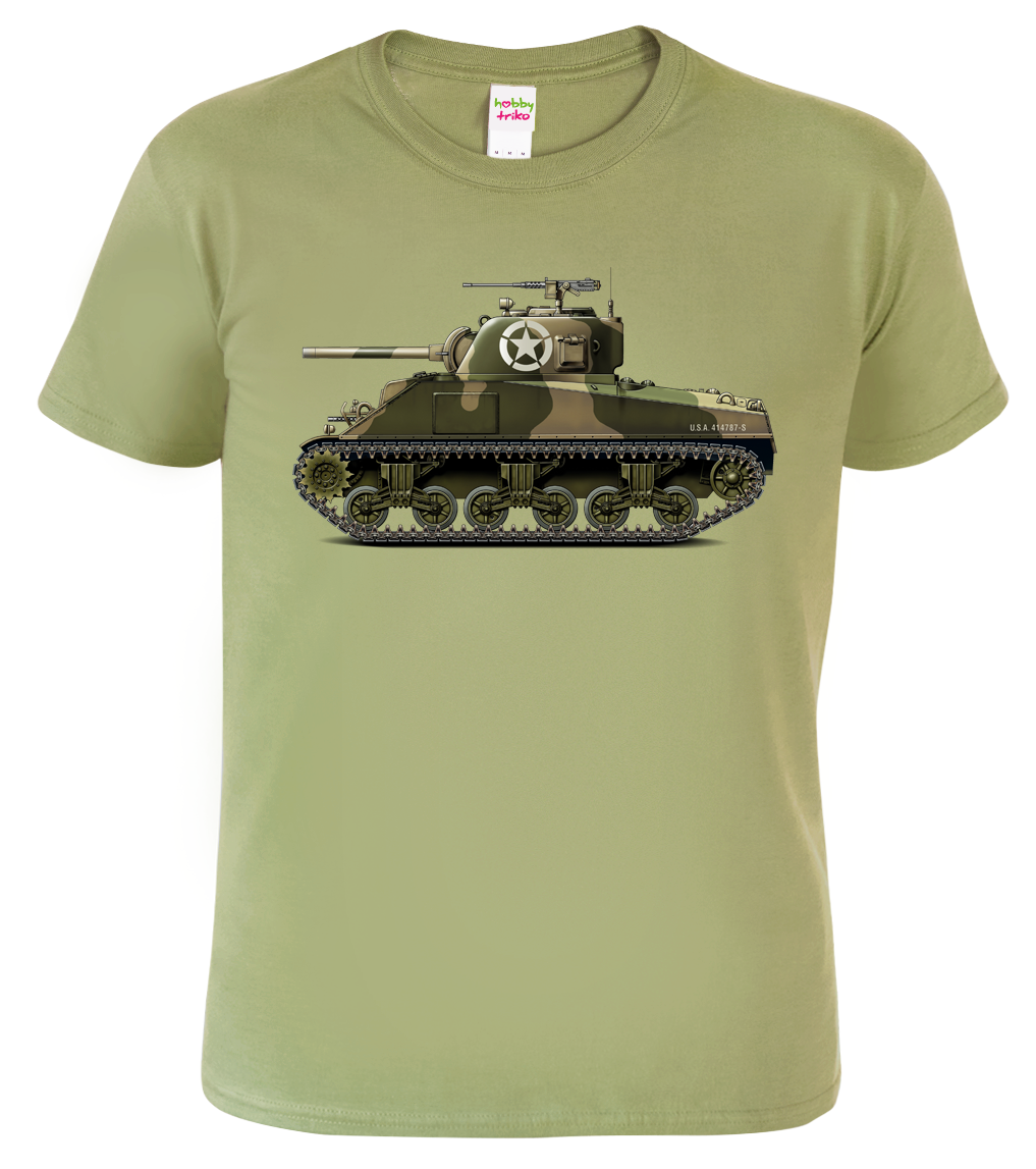 Army tričko s tankem - Sherman Velikost: S, Barva: Světlá khaki (28)