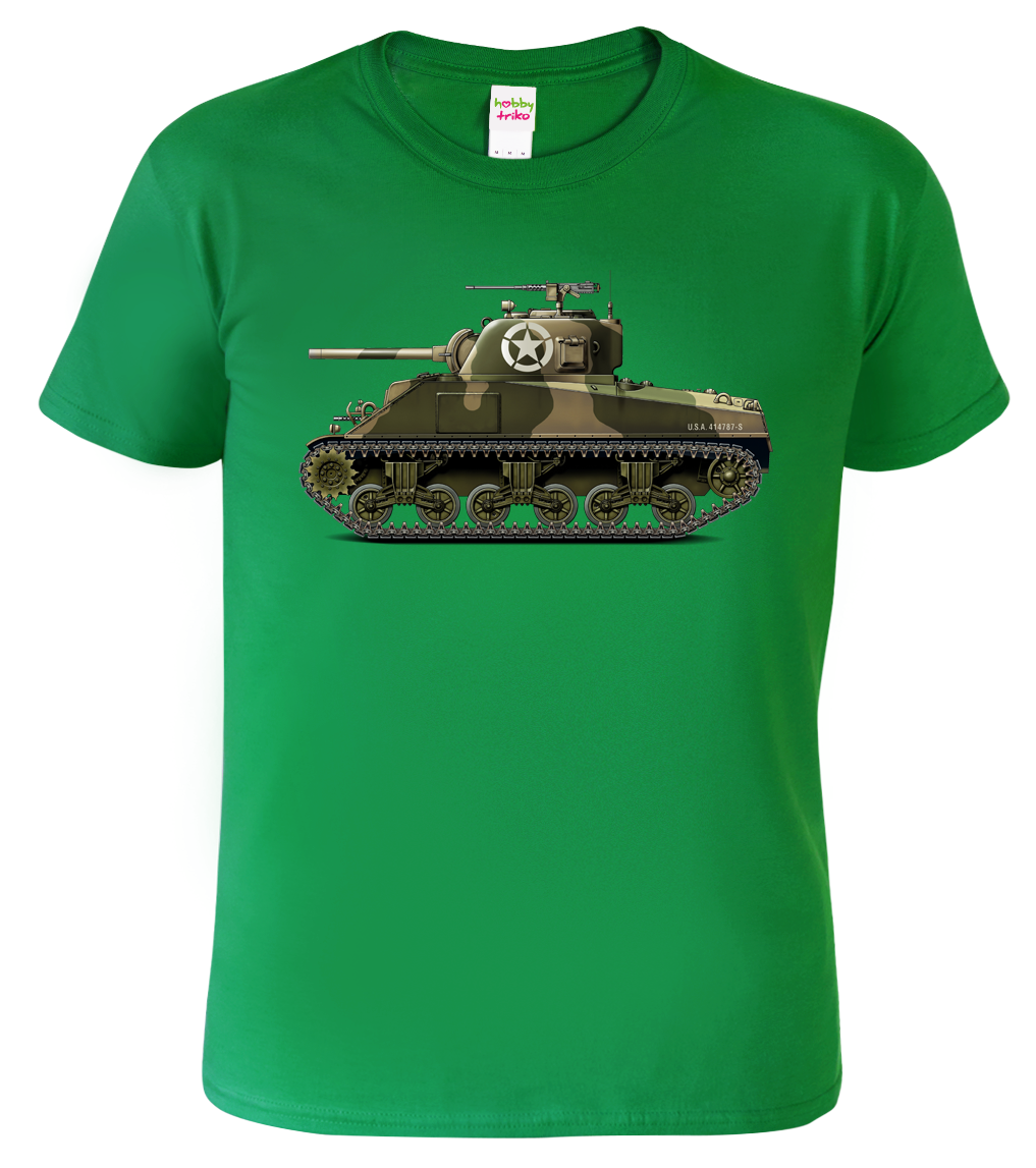 Dětské tričko s tankem - Sherman Velikost: 6 let / 122 cm, Barva: Středně zelená (16)