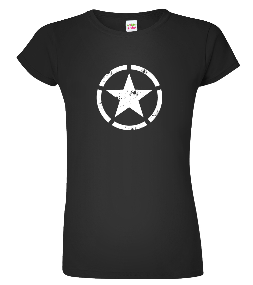 Dámské army tričko - US Army Star Velikost: M, Barva: Černá (01)