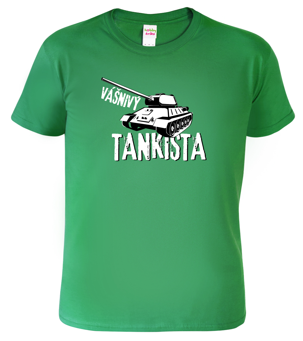 Army tričko s tankem - Vášnivý tankista Velikost: L, Barva: Středně zelená (16)