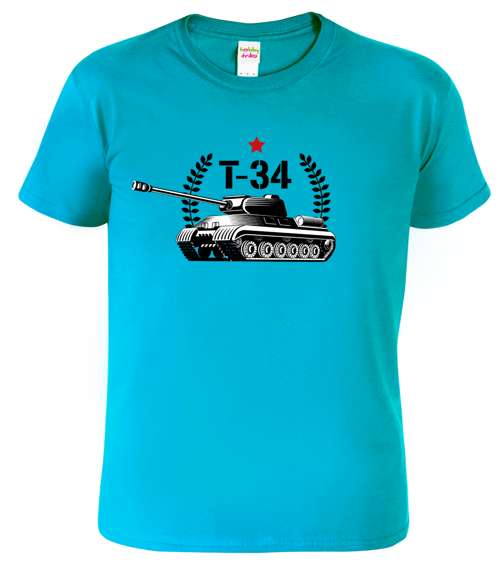 Army tričko s tankem - Tank T-34 Velikost: 3XL, Barva: Tyrkysová (44)