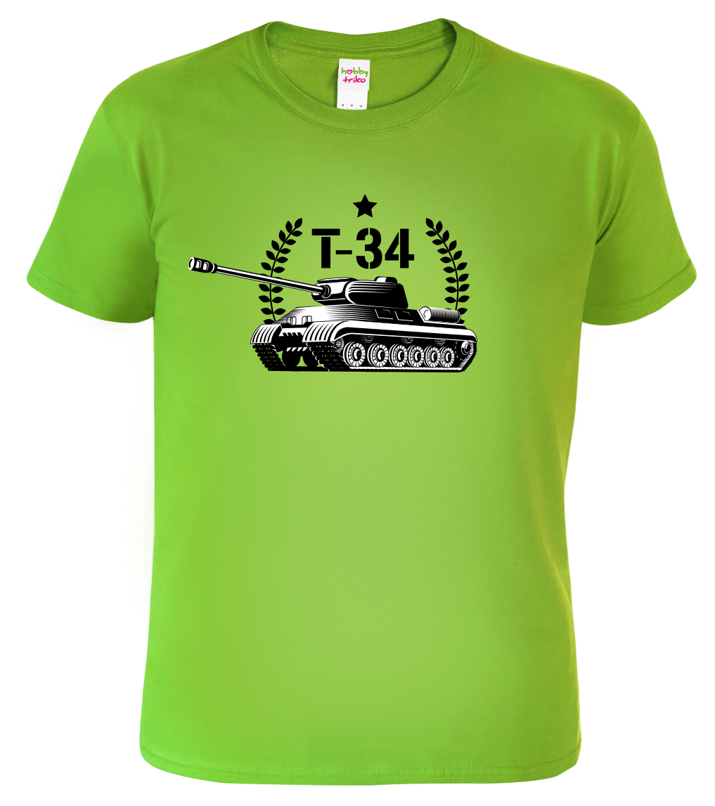 Dětské tričko s tankem - Tank T-34 Velikost: 6 let / 122 cm, Barva: Apple Green (92)