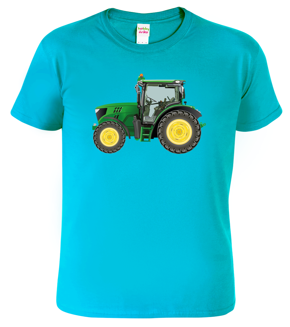 Dětské tričko s Traktorem - Zelený traktor Velikost: 10 let / 146 cm, Barva: Tyrkysová (44)