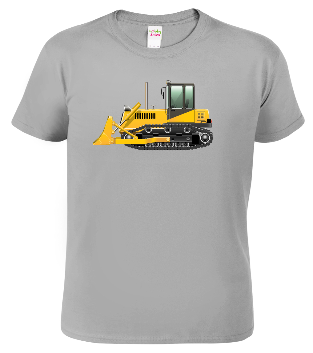 Dětské tričko s Bagrem - Buldozer Velikost: 10 let / 146 cm, Barva: Světle šedý melír (03)