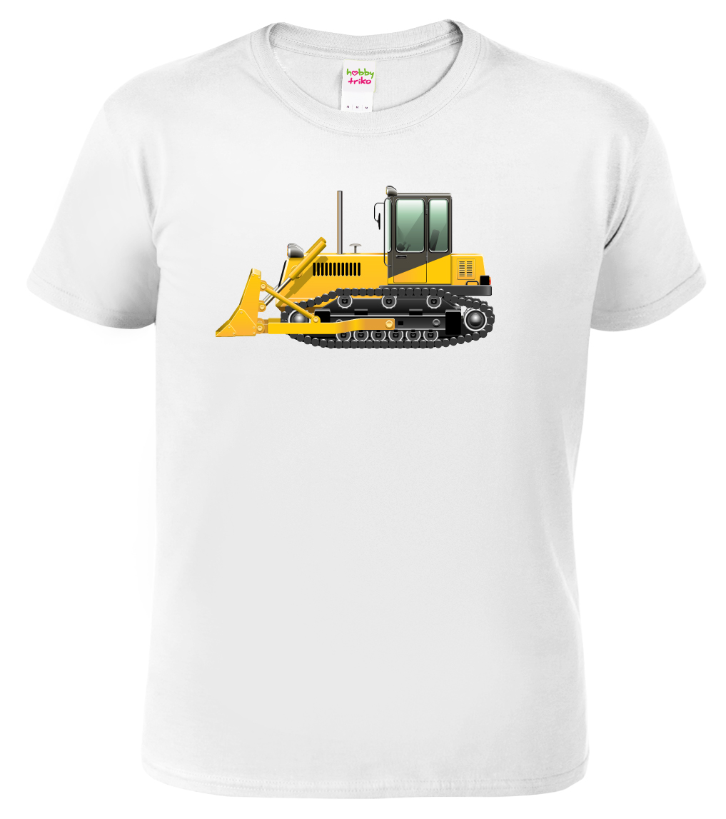 Tričko s bagrem - Buldozer Velikost: M, Barva: Bílá