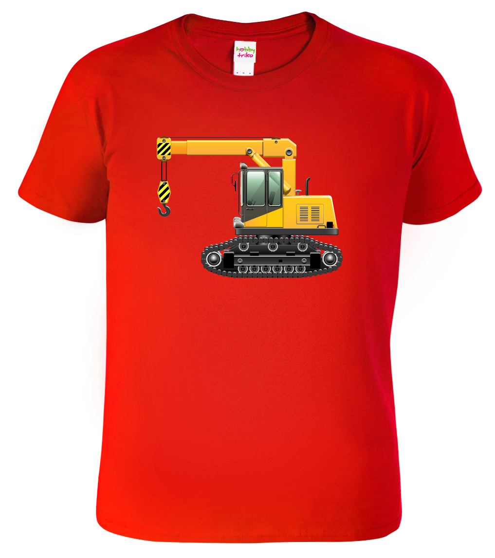 Dětské tričko s bagrem - Jeřáb Velikost: 6 let / 122 cm, Barva: Červená (07)