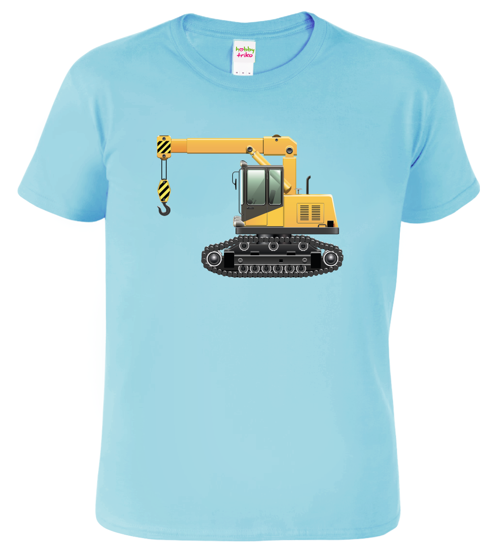 Dětské tričko s bagrem - Jeřáb Velikost: 10 let / 146 cm, Barva: Nebesky modrá (15)