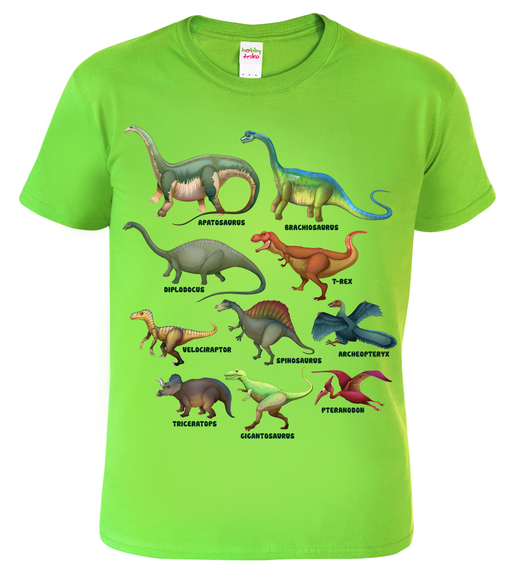 Dětské tričko s dinosaurem - Atlas dinosaurů Velikost: 4 roky / 110 cm, Barva: Apple Green (92)