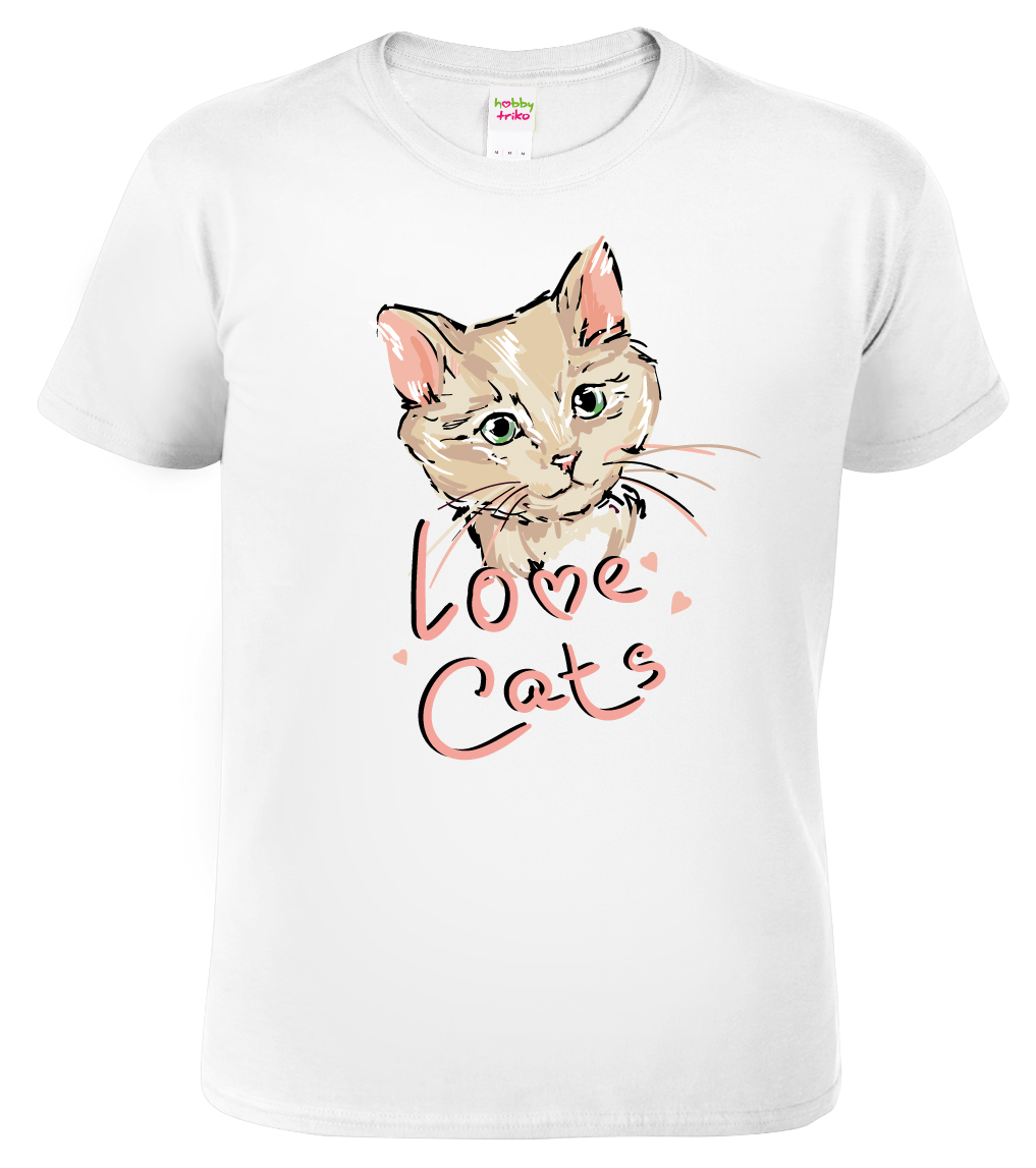 Dětské tričko s kočkou - Love Cats Velikost: 4 roky / 110 cm, Barva: Bílá (00)