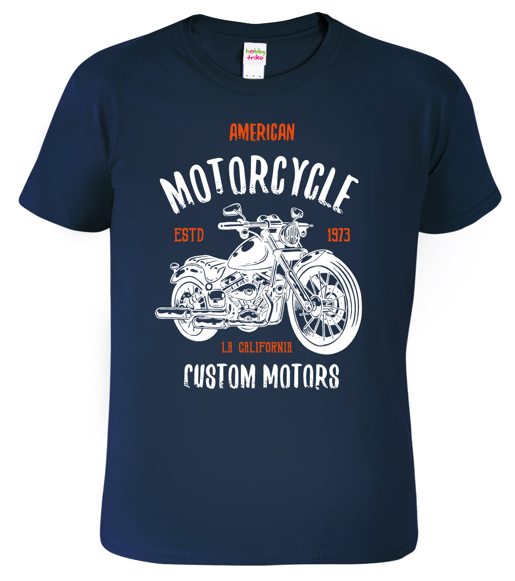 Tričko pro motorkáře - American motorcycle Velikost: XL, Barva: Námořní modrá (02)