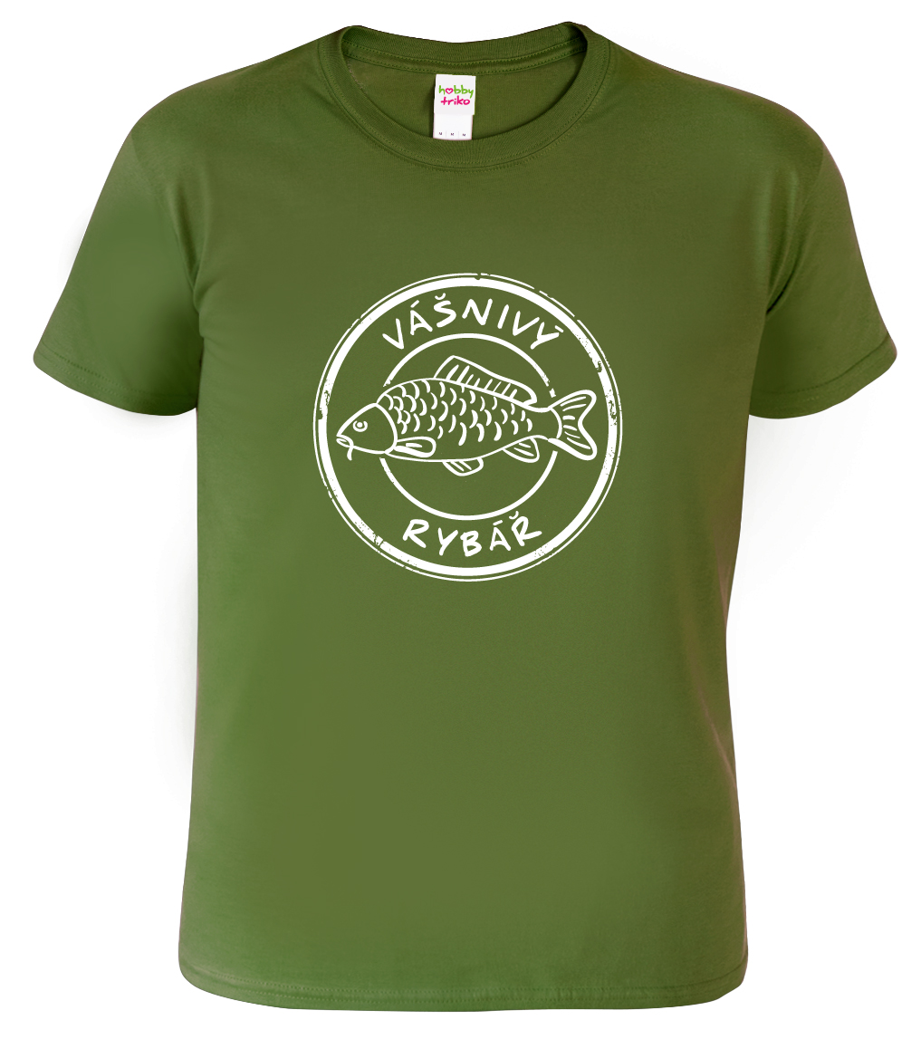 Tričko pro rybáře - Vášnivý rybář Velikost: M, Barva: Military 60