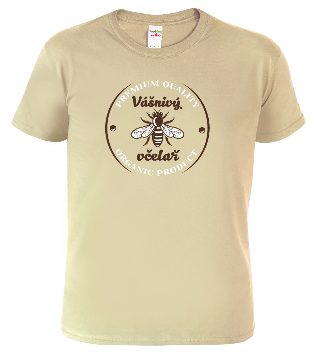 Tričko pro včelaře - Vášnivý včelař Velikost: L, Barva: Béžová (51)