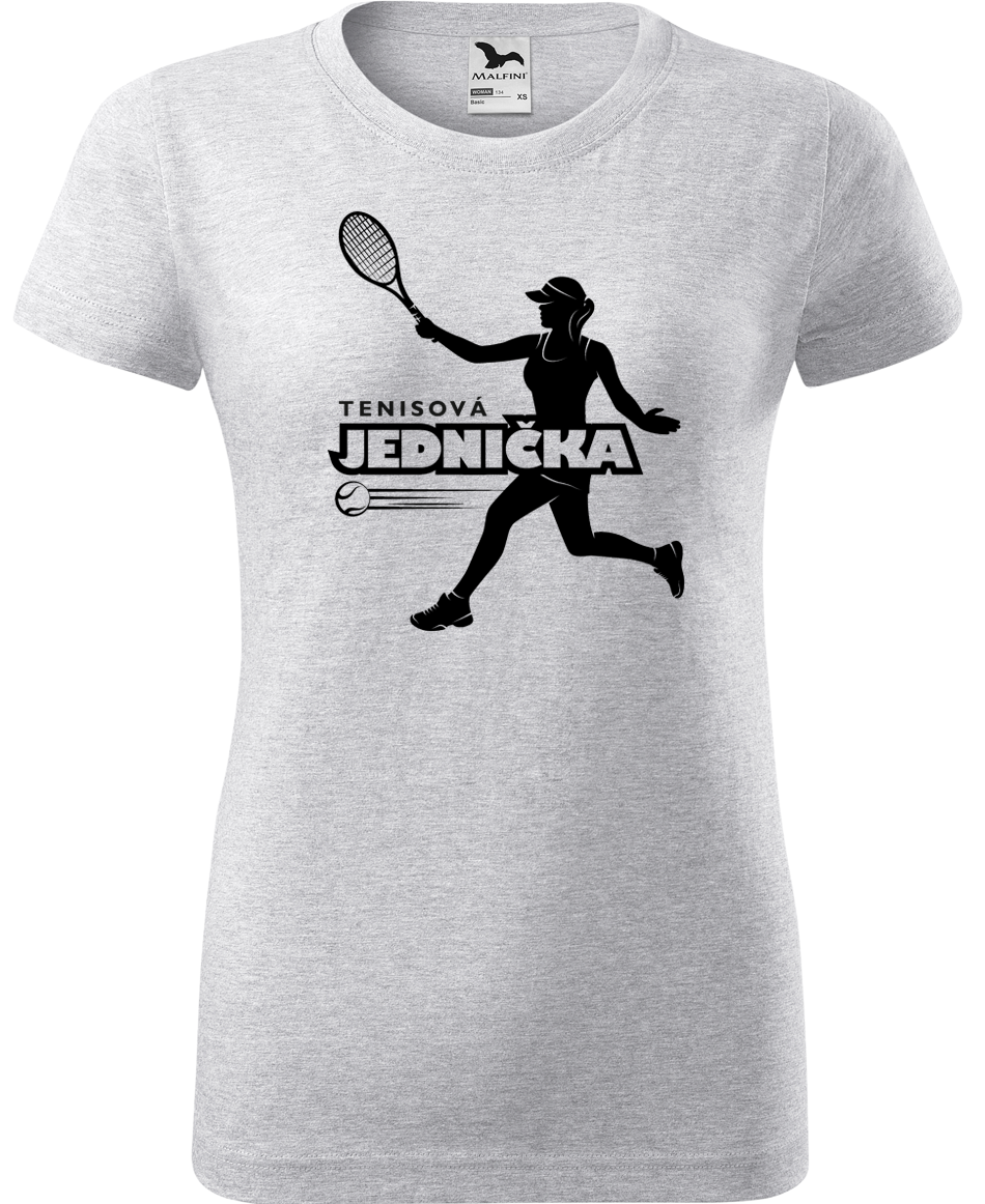 Dámské tenisové tričko - Tenisová jednička Velikost: XL, Barva: Světle šedý melír (03)