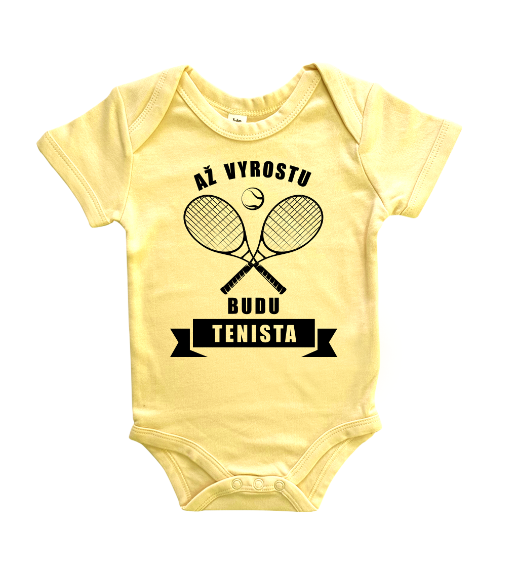 Dětské body - Až vyrostu budu tenista Velikost: 12-18 m, Barva: Žlutá, Délka rukávu: Krátký rukáv