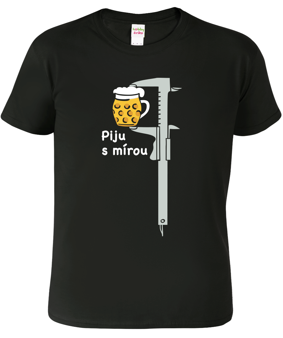 Pivní tričko - Piju s mírou - šuplera Velikost: 3XL, Barva: Černá (01)