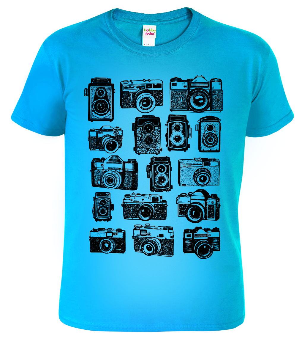 Tričko pro fotografa - Fotoaparáty Velikost: L, Barva: Tyrkysová (44)