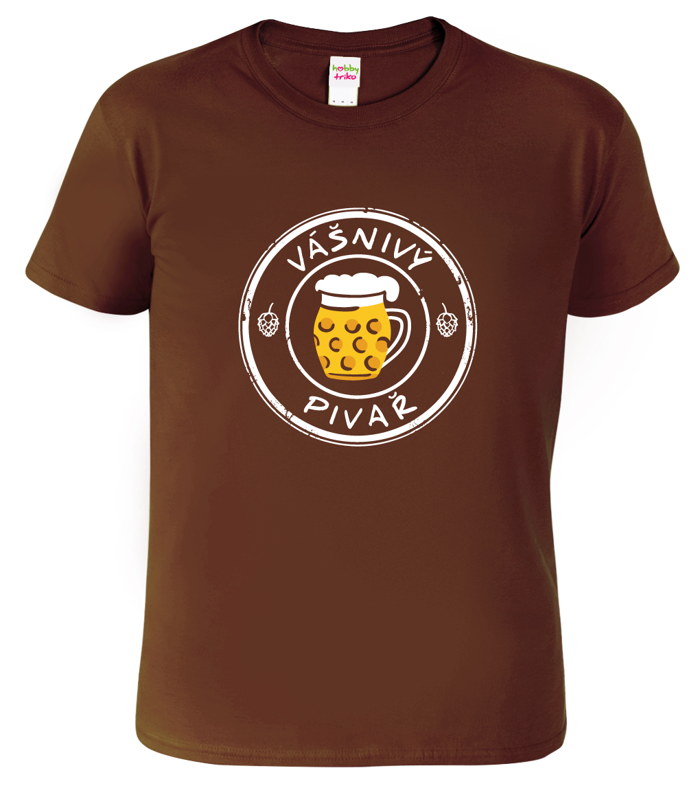 Pivní tričko - Vášnivý pivař Velikost: M, Barva: Čokoládová (38)