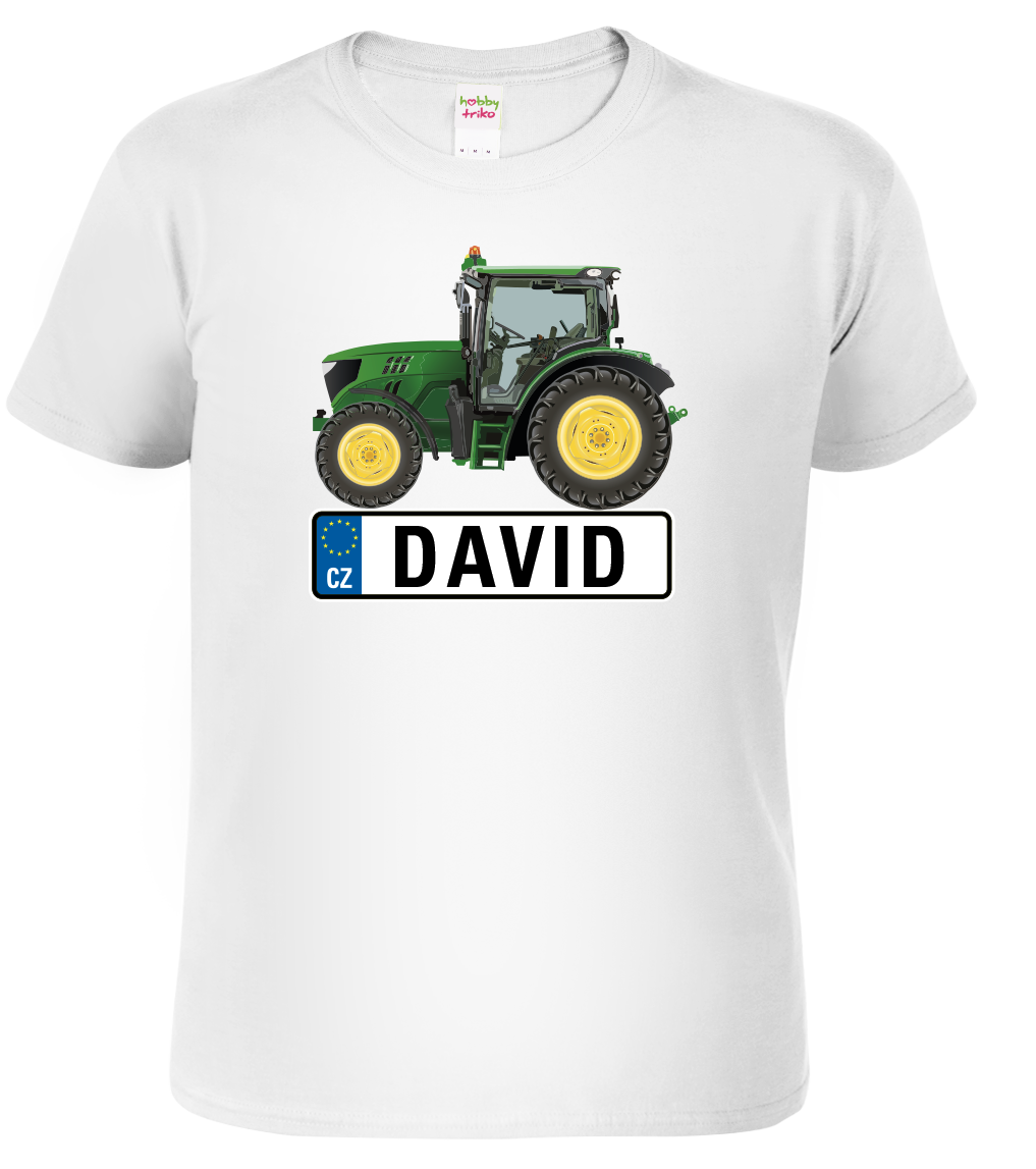 Tričko se jménem - Traktor SPZ Velikost: 3XL, Barva: Bílá (00)