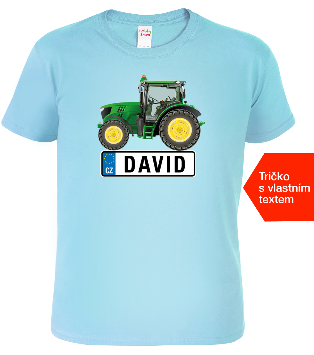 Tričko se jménem - Traktor SPZ Velikost: M, Barva: Nebesky modrá (15)