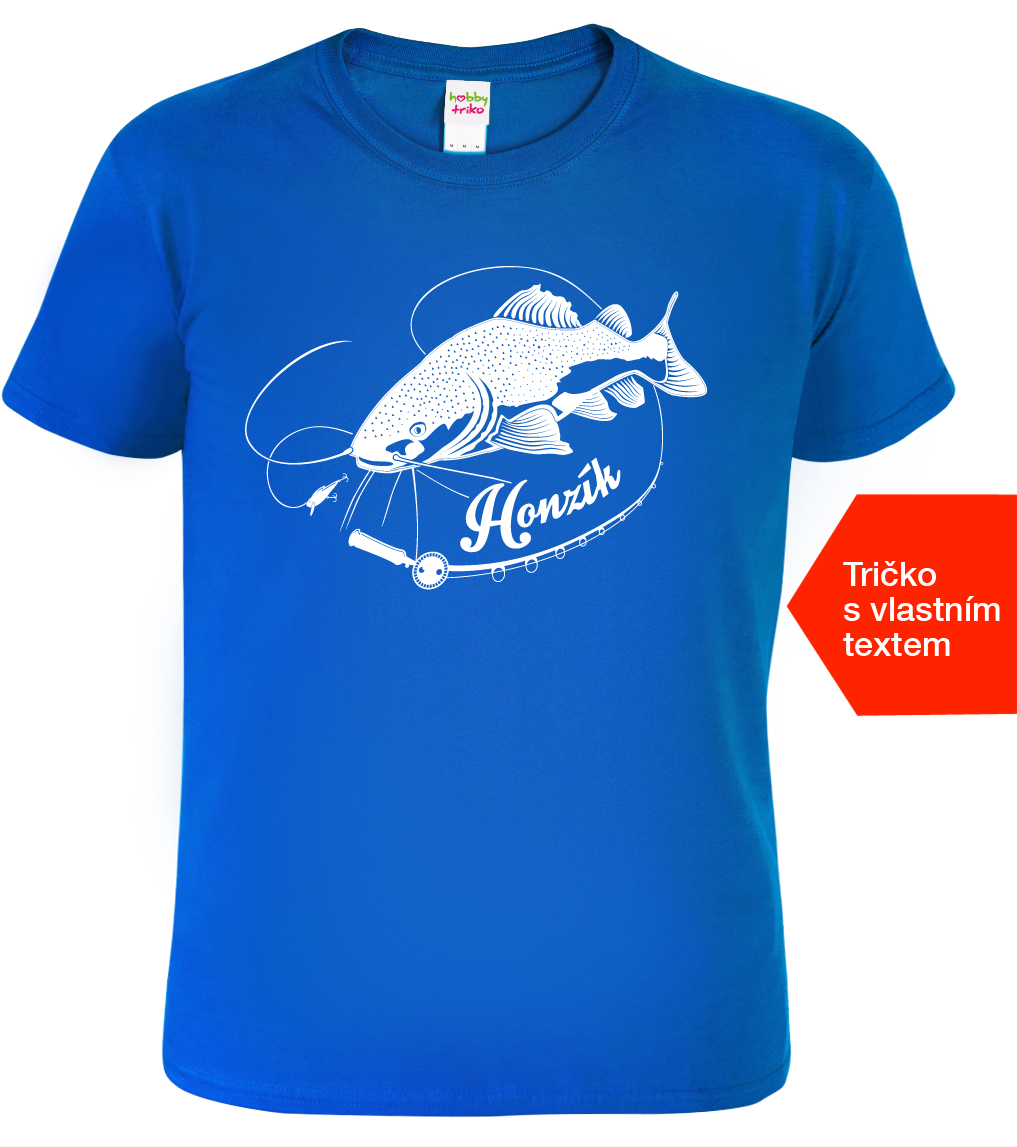 Dětské rybářské tričko se jménem - Sumec velký Velikost: 4 roky / 110 cm, Barva: Královská modrá (05)