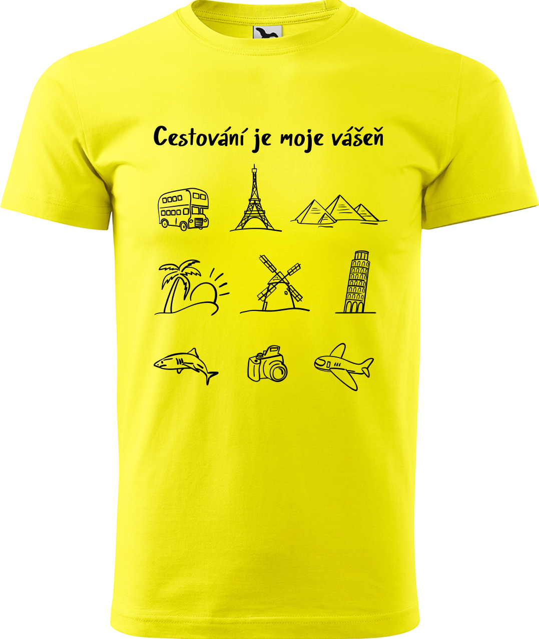 Pánské cestovatelské tričko - Cestování je moje vášeň Velikost: L, Barva: Žlutá (04)