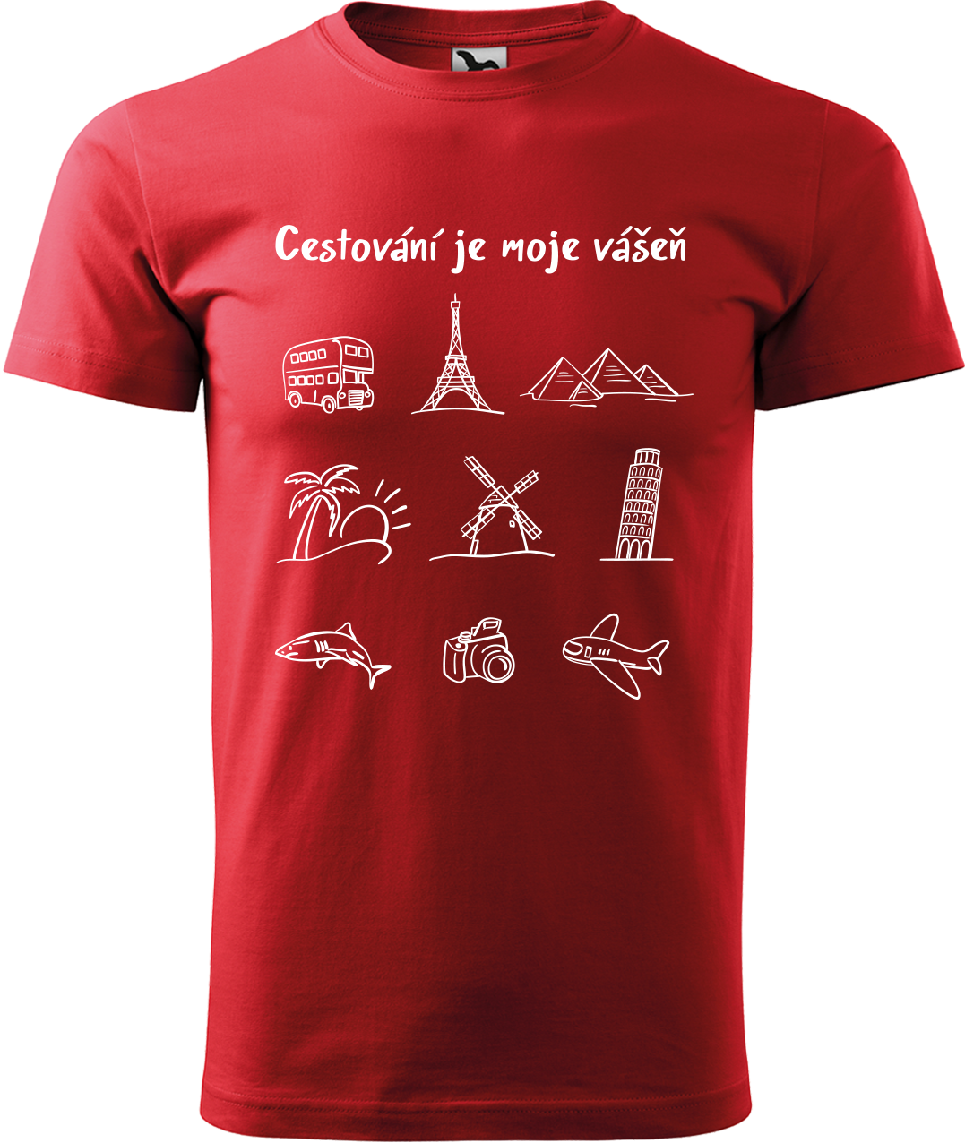 Pánské cestovatelské tričko - Cestování je moje vášeň Velikost: M, Barva: Červená (07)