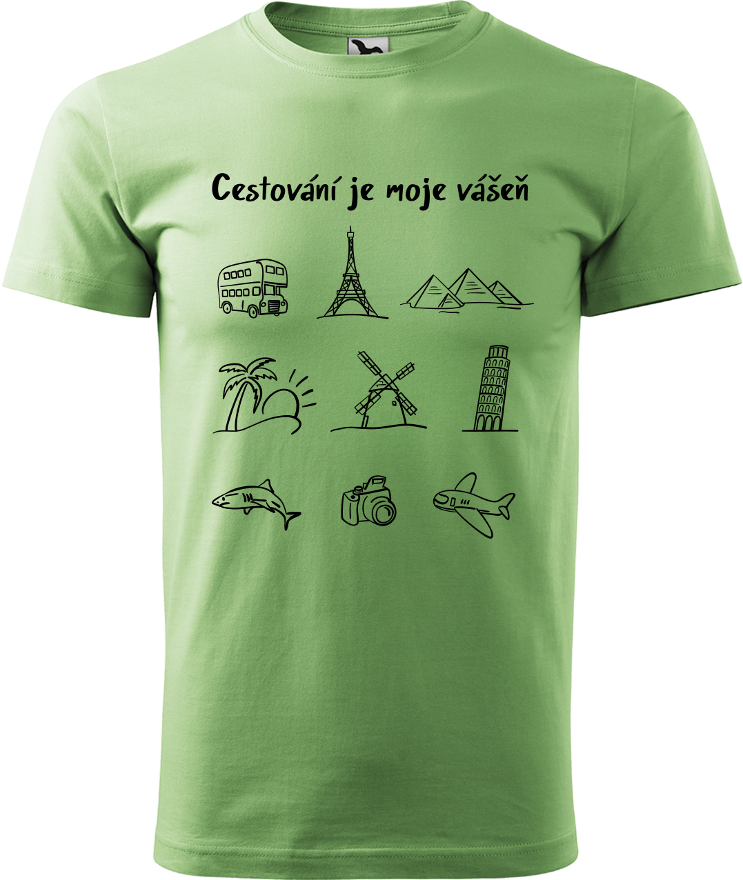 Pánské cestovatelské tričko - Cestování je moje vášeň Velikost: M, Barva: Trávově zelená (39)