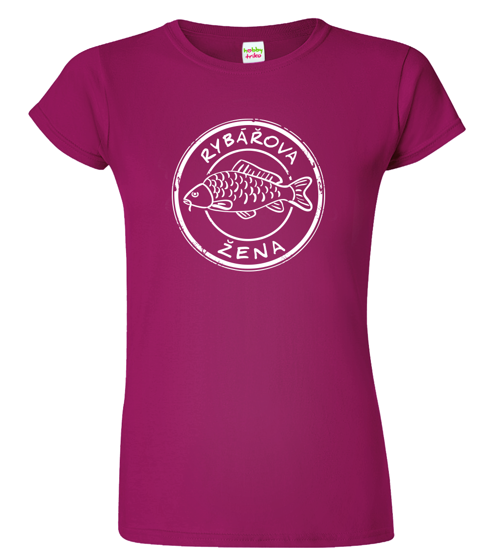 Dámské rybářské tričko - Rybářova žena Velikost: L, Barva: Fuchsia red (49)