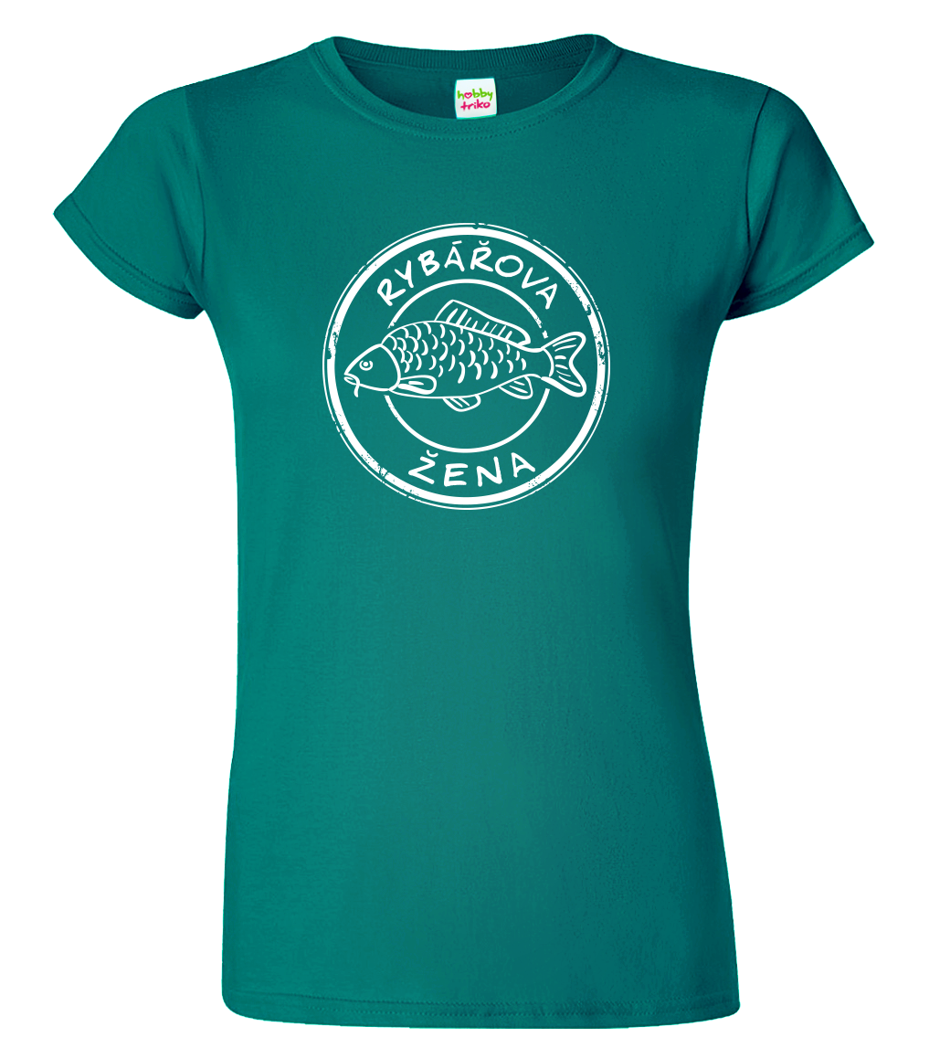 Dámské rybářské tričko - Rybářova žena Velikost: S, Barva: Emerald (19)