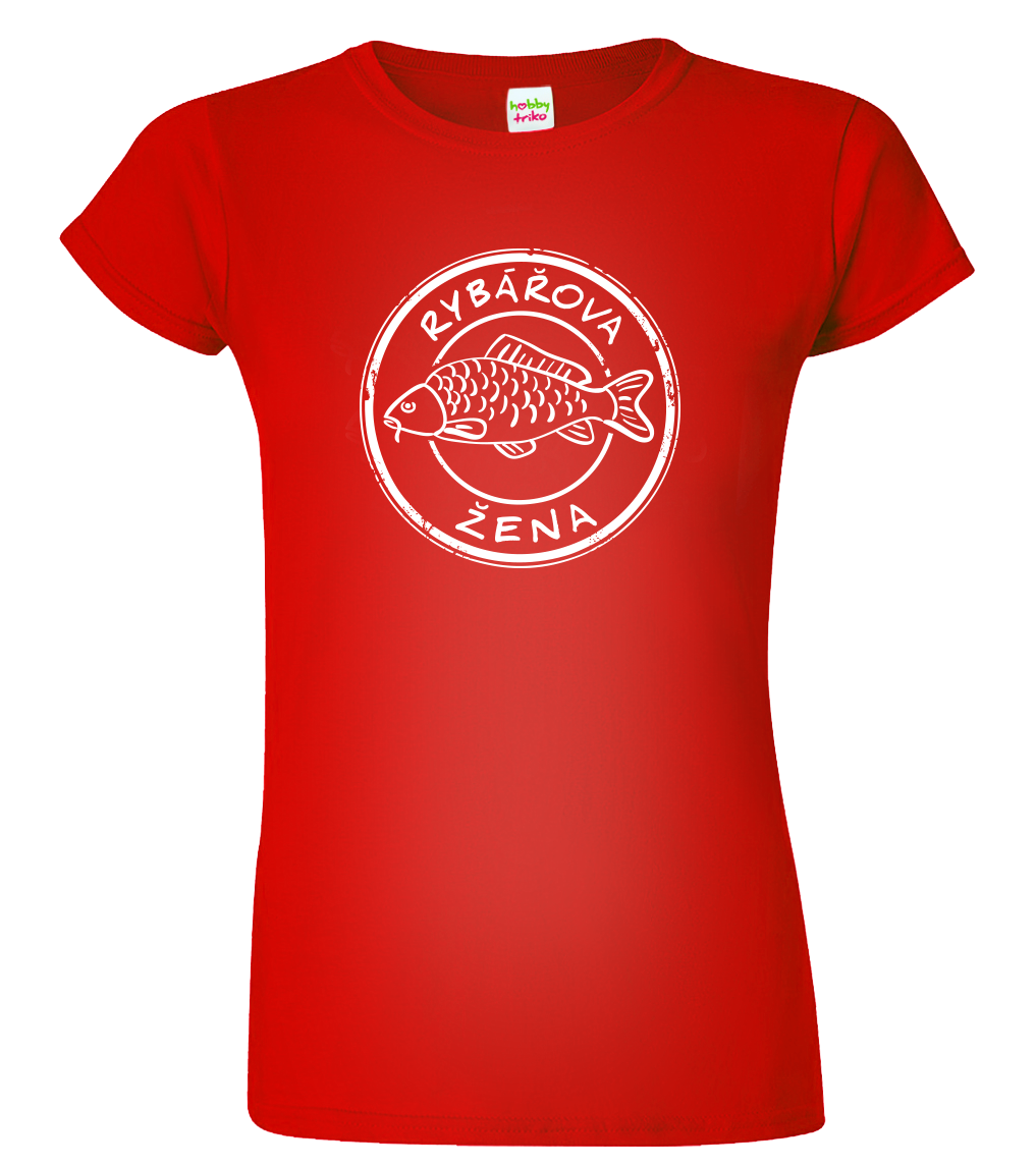 Dámské rybářské tričko - Rybářova žena Velikost: XL, Barva: Červená (07)